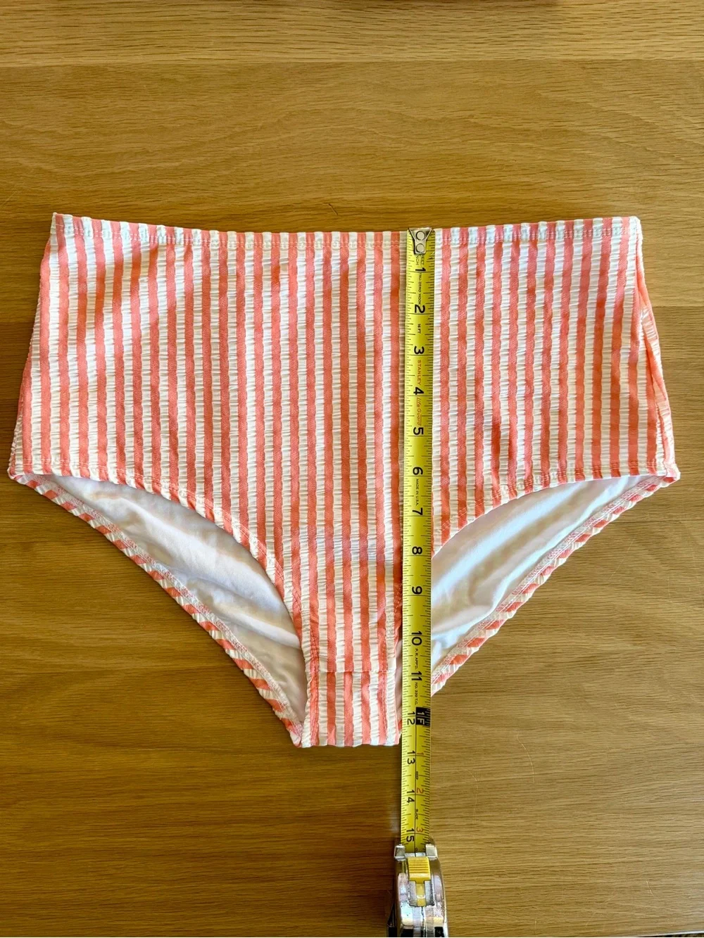 NWOT J. Crew Coral & White High-Waist Bikini Set (S top / Med bottom) - Picture 4 of 5